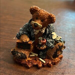 Boyds Bears & Friends Handcrafted Brown Bear Figurine with Gray Jacket